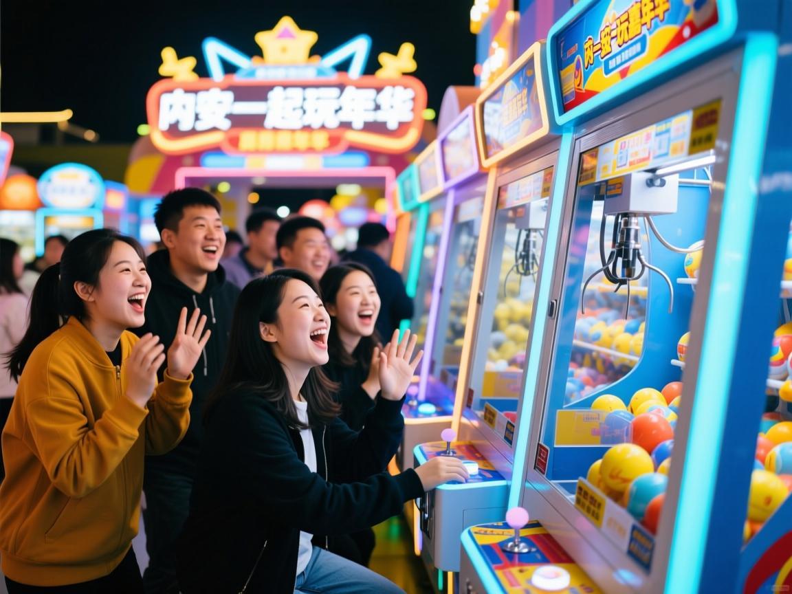 雄安一起玩嘉年华，推币机前的欢声笑语