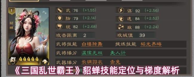 三国乱世霸王 貂蝉技能定位与梯度解析