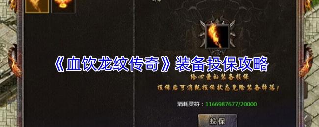 血饮龙纹传奇 装备投保攻略