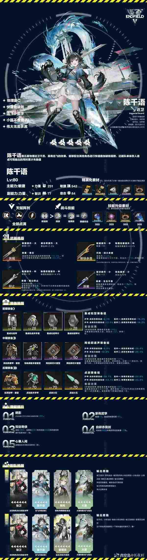 明日方舟终末地陈千语一图流养成攻略