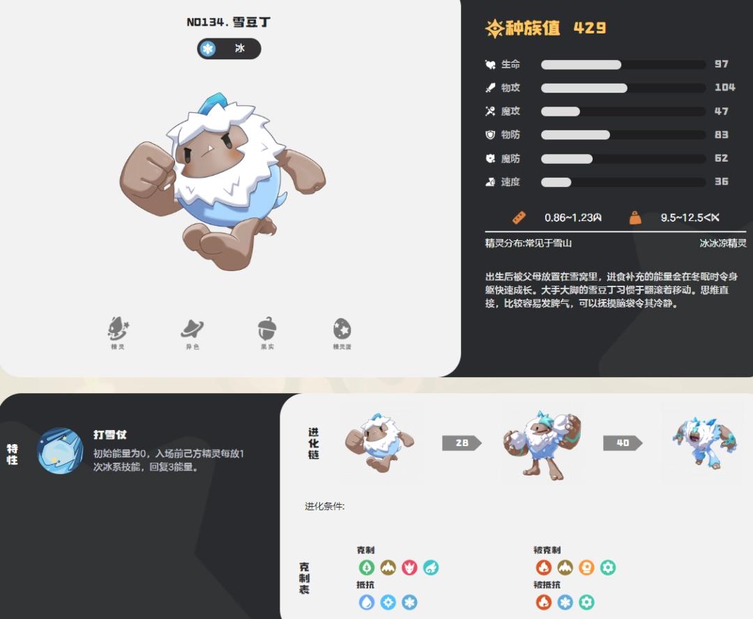 洛克王国世界雪豆丁图鉴