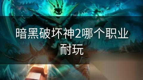 暗黑破坏神2哪个职业耐玩
