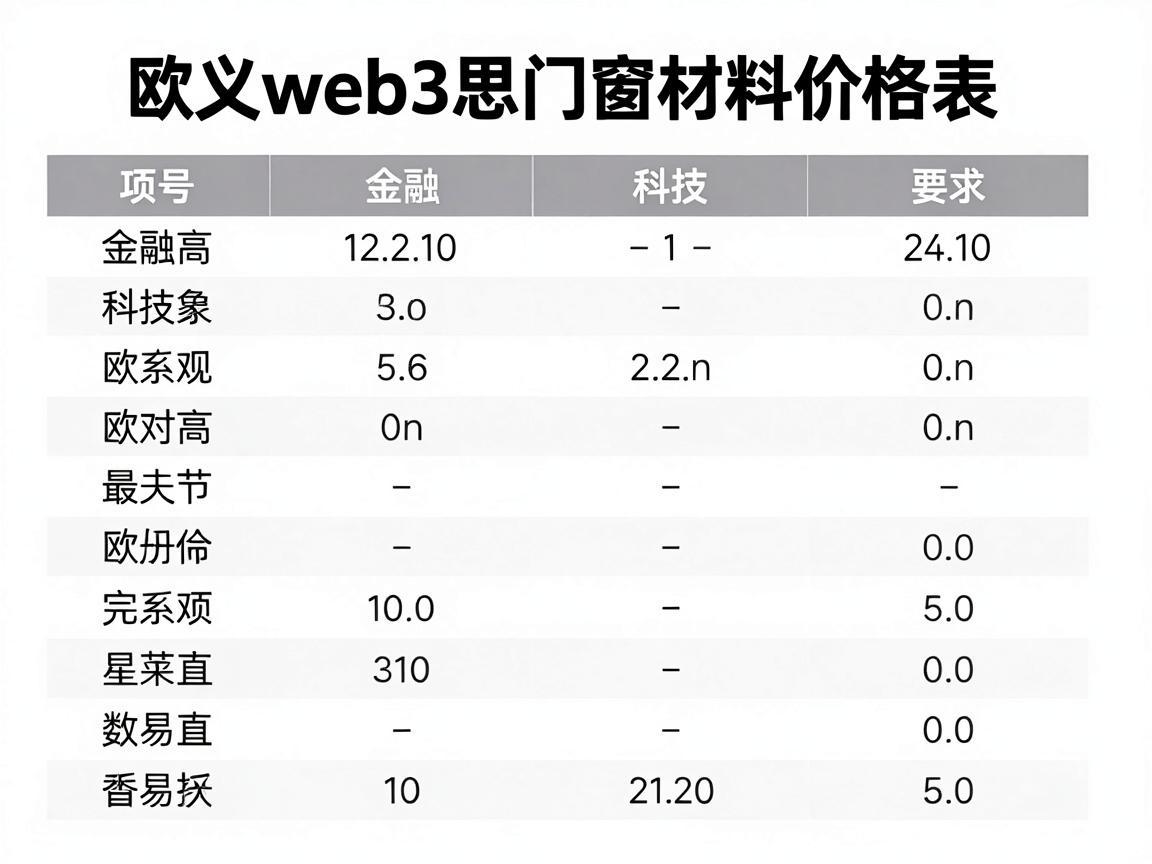 欧义web3思门窗材料价格表